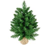 Mini sapin de Noël - Arbre de table artificiel de 55 cm - 50 branches denses - Aiguilles en PE réalistes - Base en ciment et en jute - Pour intérieur