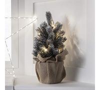 Mini Sapin de Noël Artificiel avec 8 LED Blanc Chaud à Piles, 30cm par Lights4fun