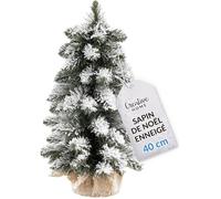 Mini sapin de Noël artificiel - CREATIVE HOME - Enneigé - 40 cm - Décoration de table - Matériaux naturels
