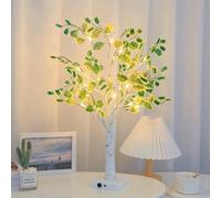 Mini Sapin de Noël Artificiel de 50,8 cm, bonsaï décoratif de Table avec lumières LED Blanc Chaud et Feuilles artificielles pour la Maison, Noël, fête, Anniversaire, USB ou Batterie