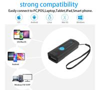 Mini scanner de codes-barres de poche sans fil Bluetooth, mode de téléchargement instantané ou de stockage en option, compatible avec les systèmes iOS, Android et Windows M3C 1D CCD