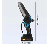Mini-scie à chaîne - Fonctionnement sur batterie - Lame de 15 cm - Moteur à balais - 550 W - 21 V - 2 batteries