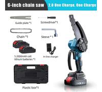 Mini-scie à chaîne - Scie d'élagage maniable - Sans fil - Lame de 15 cm - 18 V - 2 batteries - 1 200 tr/min - Style B