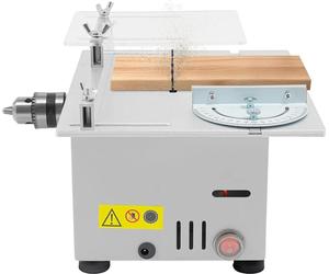 Mini-scie circulaire de table 96 W - Scie de table - 7 vitesses - 4 000–9 000 tr/min - Butée angulaire 0–180° - Bois et acrylique - CC 110–240 V - Blanc