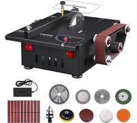 Mini-scie circulaire de table et ponceuse à bande 2-en-1 - Scie de table/ponceuse à bande - 150 W - 4 500 tr/min - 7 vitesses - Pour le bois, le plastique et les métaux tendres - Avec kit de polissage