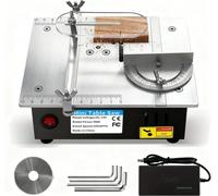 Mini-scie circulaire de table - Scie de table 96 W CC - Multifonction - Version de bureau compacte - Pour le modélisme - Travail du bois - Sans batterie - Blanche