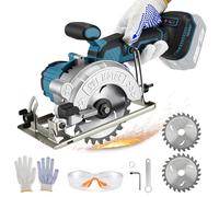Mini scie circulaire sans fil 7000 tr/min sans balais pour batterie Makita 18 V avec 2 lames de scie (125 mm), scie circulaire manuelle Angle de coupe réglable pour couper le carrelage et le bois