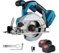 Mini scie circulaire - Sans fil - Lame 12,5 cm (125 mm) - Puissance 1000 W - Moteur sans balais - Système 18 V - Avec 1x batterie - Marron