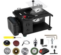 Mini scie circulaire sur table - Alimentation électrique par batterie - 23 000 tr/min - Coupe en onglet 0-90° - Prise UE - Pour le bois et le bricolage - Rouge cramoisi