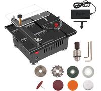 Mini scie circulaire sur table - EU-100W - Puissance 100 W - CC 24 V - Vitesse de rotation 5000 tr/min - Lame de scie 63 mm - Profondeur de coupe 16 mm - Dimensions 18×14×8 cm - Marron