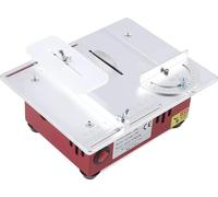 Mini scie circulaire sur table pour le bricolage et le modélisme - Scie de précision - 96 W - 9200-9500 tr/min - 7 vitesses - Profondeur de coupe 14 mm - 110-240 V CA, aspiration des poussières - Roug