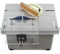 Mini-scie circulaire sur table T6 - Scie circulaire d'établi - Pour le travail du bois - 96 W courant continu - pour lame de scie de 10 à 11 cm - alésage de 16 mm - câble de 1,2 m - argent