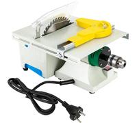 Mini scie circulaire sur table - Verticale - Lame de 15,2 cm - Alimentation secteur (CA) - Coupe et polissage - Pour le travail du bois - Blanc/jaune/bleu