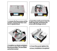 Mini-scie de table - Scie de bureau électrique - Lame de scie de 63 mm - Pour le bois, les circuits imprimés et le modélisme - Batterie incluse - Prise européenne