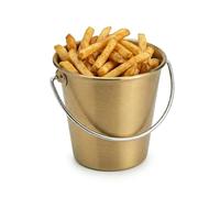 Mini seaux en Acier Inoxydable, Petit Seau à Glace avec poignée pour Boissons, vin, Frites, Ailes de Poulet, Bars à Domicile, fêtes, Utilisation pour Les fêtes, Bar, Maison, 2 L (Gold)