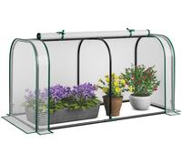 Mini-serre 2 en 1 - Couverture pour potager surélevé - Film PE imperméable - Armature métallique - Porte à fermeture éclair enroulable - Blanc