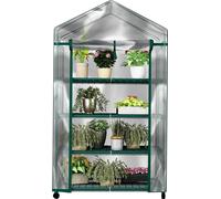 Mini-serre 4 niveaux Intérieur Extérieur Robuste Portable Étagères Plantes Culture Herbes ou Fleurs En Toute Saison Étagère Jardin Vert.