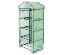 Mini Serre À 4 Étagère Avec Couverture En Pe Vert