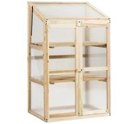 Mini Serre De Jardin 60 X 45 X 100 Cm Avec Étagères À 3 Niveaux Design Épuré En Sapin Nature Helloshop26 20_0019534 Multicolore