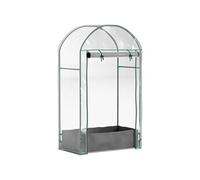 Mini serre de jardin balcon - porte enroulable zippée, sac plantation - 89 x 50 x 152 cm - acier PVC transparent