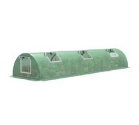 Outsunny Serre de jardin Serre botanique Serre tunnel 5 fenêtres enroulables bâche PE 140 g/㎡ métal époxy 300x80x45 cm vert Aosom France