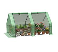 Outsunny Mini Serre de Jardin Mini Serre Tunnel 180L x 90l x 90H cm Toit Pointu Acier PE Haute densité 140 g/m² Anti-UV fenêtres avec Zip enroulables Vert