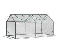 Outsunny Serre de jardin Mini 120 x 60 x 60 cm – 2 fenêtres zippées, PVC, cadre acier, transparent