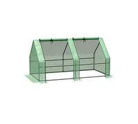 Outsunny Mini Serre de Jardin Mini Serre Tunnel 180L x 90l x 90H cm Toit Pointu Acier PE Haute densité 140 g/m² Anti-UV fenêtres avec Zip enroulables Vert