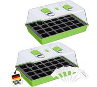 Mini-serre de semis - Couvercle transparent - Bac de culture - 38 x 24 x 14 cm - Lot de 2