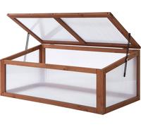 Mini-serre en bois de sapin, châssis de culture avec plaques en PC, petite serre, marron | 100 x 65 x 40 cm | couvercle rabattable | 4,4 kg