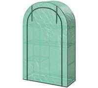 Mini serre - Étagère à plantes à 4 niveaux - Film plastique - Porte coulissante - Portable - 100x45x160 cm - Vert armée