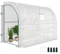 Mini-serre - Étagère de jardin - 3 niveaux - Couvercle en plastique résistant aux UV - Portes verrouillables - Structure en acier - Blanc