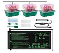Mini Serre Intérieure - 3 Pièces - Plastique et LED - Avec Tapis Chauffant et Dôme - Pour Semis et Plantes d'Intérieur - RATELIER