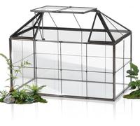 Mini serre - Jardinière en verre - Pour cultiver des plantes - Design simple - 23 x 13 x 18 cm - Noir
