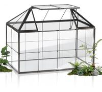 Mini serre - Jardinière en verre - Pour cultiver des plantes - Design simple - 23 x 13 x 18 cm - Noir