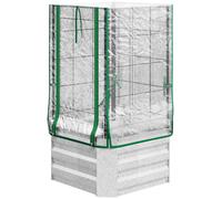 Mini-serre - Jardinière surélevée - Treillis grimpant - Couverture en PVC - Acier galvanisé - Pour l'extérieur - Blanc