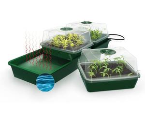 Mini-serre pour rebord de fenêtre - 3 compartiments climatiques - 12,5 W - 54 x 21 x 17 cm - Chauffage intégré