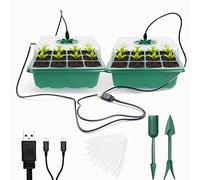 Mini Serre Pour Semis, Kit de Culture avec Lumière - Lot de 2 Plateaux de démarrage pour semences avec lumière de Croissance, Semis et Boutures - Idéal pour Potager Maison (12 cellules par plateau)