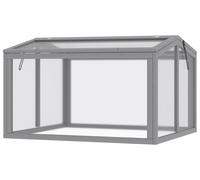 Mini-serre, serre de culture précoce en bois de pin et polycarbonate, bac de semis avec toit escamotable, gris clair | 5,4 kg | 90 x 80 x 58 cm