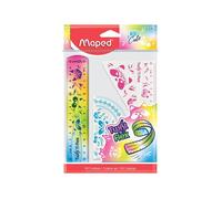 Mini set de traçage - Règle 15 cm - Equerre - Rapporteur - Plastique incassable - Maped