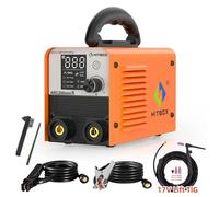 Mini-soudeuse à électrodes à onduleur MMA/ARC - ARC200 - 220 V - IGBT - Affichage numérique - Avec torche de 17 V - 31 x 15 x 25 cm - Bleu marine