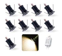 Mini Spot LED Encastrable 12V 1W IP65 9pcs Ø15-18mm Noir Chaud 3000K 120° | Petit Spot Led Encastrable Avec Transformateur，Pour Cuisine Bain Niche Murale Meuble Vitrine Maquette Plafond Placard Étagère