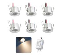Mini Spot LED Encastrable 12V 2W IP65 6pcs Petite Lampes Argent Blanc Chaud | Diamètre de Perçage Ø25-28mm Micro Spot Led，pour Meuble Salle De Bain Cuisine Terrasse Armoire Niche Placard Vitrine Plafond