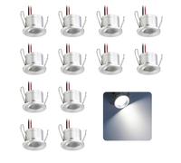 Mini Spot LED Encastrable 2W 12V IP65 12pcs Petite Ø25mm 60°Argent Froide | Diamètre de Perçage Ø25-28mm, Micro Taille Éclairage Encastré, Pour Niche Meuble Terrasse Armoires Escaliers Spots de Plafond