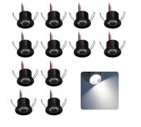Mini Spot LED Encastrable 2W 12V IP65 12pcs Petite Ø25mm 60°Noir Froide | Diamètre de Perçage Ø25-28mm, Micro Taille Éclairage Encastré, Pour Niche Meuble Terrasse Armoires Escaliers Spots de Plafond