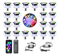Mini Spot LED Encastrable Extérieur WiFi RGBW+IC 12V Ø45mm, Lot de 20 | Étanche IP67, via une application mobile, Commande Vocale, pour Terrasse Bois, Patio, Chemin, Mur, Jardin, Décoration