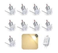 Mini Spot Led Encastrable Petite Taille 12V 1W Ip65 9Pcs Blanc Chaud | Diamètre de Perçage Ø14-16mm Micro Downlight, Pour Plafond Étoilé Escalier Cuisine Niche Mur Vitrine Camping Car Maquette