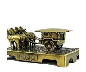 Mini statue ornements décoration sculpture statues for l'extérieur en terre cuite et chevaux statue art décoration, ancien chariot chinois soldat bronze artisanat modèle voyage souvenir (couleur : -)