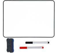Mini tableau blanc effaçable à sec double face A4 30x21cm - Cadre noir, 1 marqueur + 1 gomme Velleda - Pour école, bureau et maison