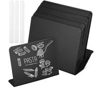Mini Tableau Noir de Table Noir 100x75mm, Lot de Set, Plastique | Surface Effaçable et Écrivable, Support en L, avec 3 Feutres Blancs, pour Étiquettes et Cartes